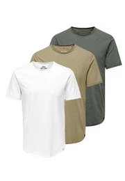 T-Shirt 3er Pack ONSBENNE (Spar-Set, 3-tlg) T-Shirt - Baumwolle - Atmungsaktiv - Vielseitiges Basic