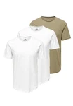 ONLY & SONS T-Shirt 3er Pack ONSBENNE Khaki/Dunkelgrün/Beige