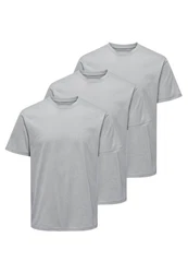 ONLY & SONS T-Shirt MAX 3er Pack (Spar-Set, 3-tlg) Grau/Hellgrau