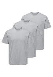 ONLY & SONS T-Shirt MAX 3er Pack (Spar-Set, 3-tlg) Grau/Hellgrau