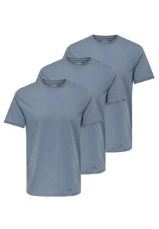 ONLY & SONS T-Shirt MAX 3er Pack (Spar-Set, 3-tlg) Blau/Grau/Hellblau