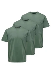 ONLY & SONS T-Shirt MAX 3er Pack (Spar-Set, 3-tlg) Dunkelgrün/Grün