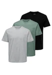 ONLY & SONS T-Shirt MAX 3er Pack (Spar-Set, 3-tlg) Grün/Dunkelgrau/Hellgrau/Dunkelgrün/Grau