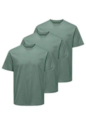 ONLY & SONS T-Shirt MAX 3er Pack (Spar-Set, 3-tlg) Grün/Dunkelgrün/Türkis