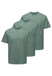 ONLY & SONS T-Shirt MAX 3er Pack (Spar-Set, 3-tlg) Grün/Dunkelgrün/Türkis