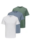 ONLY & SONS T-Shirt MAX 3er Pack (Spar-Set, 3-tlg) Grau/Hellblau/Mischfarben