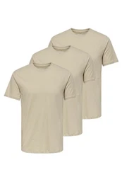 ONLY & SONS T-Shirt MAX 3er Pack (Spar-Set, 3-tlg) Khaki/Beige
