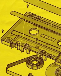 style3 T-Shirt Tape Kassette 3D turntable Gelb