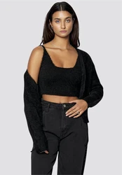 freshlions Strickjacke Madison mit Binde-Funktion Schwarz