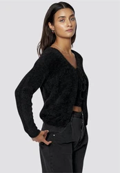 freshlions Strickjacke Madison mit Binde-Funktion Schwarz