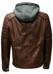 Zimmert Lederjacke Carlo mit abnehmbarer Kapuze Cognac/Schwarz/Dunkelbraun
