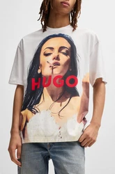 HUGO T-Shirt 'Duwedie' Rosa/Rot/Beige/Mischfarben/Orange/Gelb