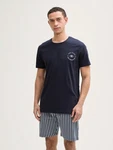 TOM TAILOR Pyjama Herren Schlafanzug (2 tlg) Dunkelblau/Blau