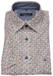 CASAMODA Kurzarmhemd Comfort Fit Kentkragen Hellblau/Rot/Braun/Beige