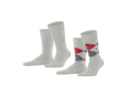 Burlington Kurzsocken Herren Socken Everyday 2-Pack Grau/Hellgrau/Rot