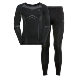 Odlo Unterziehshirt Herren Unterwäsche Set Fundamentals Performance Warm SCHWARZ/GRAU