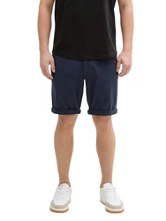 TOM TAILOR Denim Shorts Regular Fit Chino mit Gürtel Dunkelblau/Blau/Hellblau