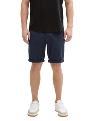 TOM TAILOR Denim Shorts Regular Fit Chino mit Gürtel Dunkelblau/Blau/Hellblau