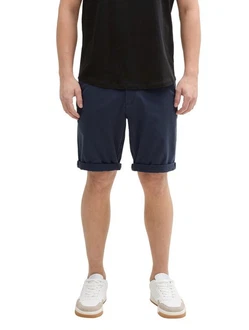 TOM TAILOR Denim Shorts Regular Fit Chino mit Gürtel Dunkelblau/Blau/Hellblau