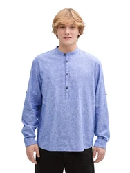 TOM TAILOR Denim Langarmhemd Blau/Grau/Lila/Hellblau