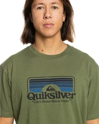 Quiksilver T-Shirt Step Inside Dunkelgrün/Grün/Grau