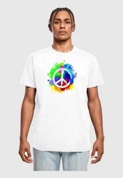 Merchcode T-Shirt Peace Graffiti Round Neck Mischfarben/Weiß