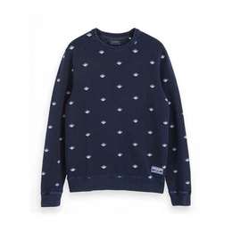 Fleecepullover Herren Sweatshirt Crewneck Allover Print 153574