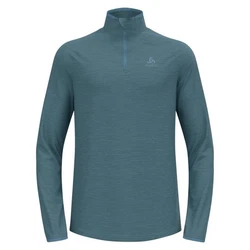 Odlo Mid Layer 1/2 Zip Run Easy Warm Langarmshirt Essential Thermal BLAU MELANGE