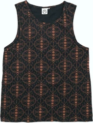 Guru-Shop Tanktop Tank Top mit psychodelischem Druck Grün/Dunkelgrün/Lila/Rot/Braun