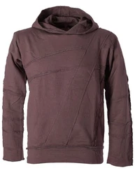 Vishes Kapuzensweatshirt Patchwork Herren Tribal Hoodie Braun/Lila/Dunkelrot/Bordeaux/Rot/Grau
