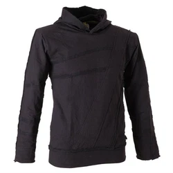 Vishes Kapuzensweatshirt Patchwork Herren Tribal Hoodie Schwarz/Dunkelgrau/Rot/Dunkelblau/Grau