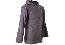 Vishes Kapuzensweatshirt Patchwork Herren Tribal Hoodie Dunkelgrau/Lila/Grau/Hellgrau