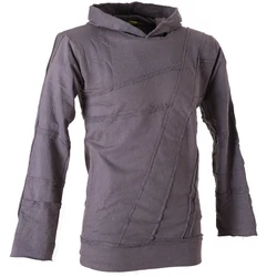 Vishes Kapuzensweatshirt Patchwork Herren Tribal Hoodie Dunkelgrau/Lila/Grau/Hellgrau