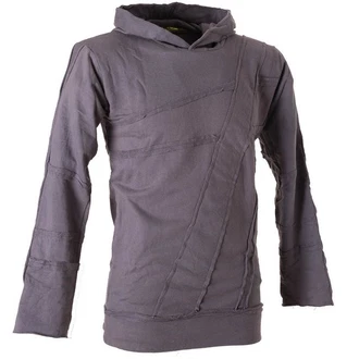 Vishes Kapuzensweatshirt Patchwork Herren Tribal Hoodie Dunkelgrau/Lila/Grau/Hellgrau