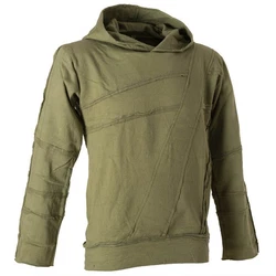 Vishes Kapuzensweatshirt Patchwork Herren Tribal Hoodie Dunkelgrün/Khaki
