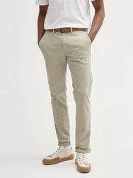 TOM TAILOR Denim Chinohose Slim Chino Hose mit Gürtel Khaki