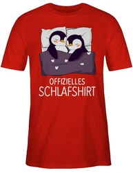 Shirtracer T-Shirt Offizielles Schlafshirt Pinguin Prchen Geschenk Dunkelrot/Rot/Orange