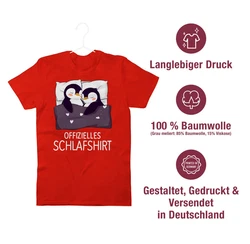 Shirtracer T-Shirt Offizielles Schlafshirt Pinguin Prchen Geschenk Dunkelrot/Rot/Orange