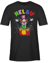 Shirtracer T-Shirt Helau Clown Kostüm Karneval Fasching Clown lustig Lila/Blau/Mischfarben/Gelb/Creme
