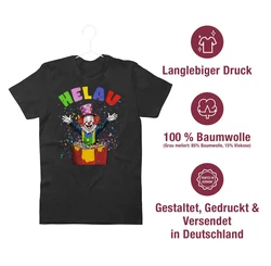 Shirtracer T-Shirt Helau Clown Kostüm Karneval Fasching Clown lustig Lila/Blau/Mischfarben/Gelb/Creme