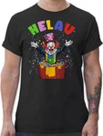 Shirtracer T-Shirt Helau Clown Kostüm Karneval Fasching Clown lustig Lila/Blau/Mischfarben/Gelb/Creme