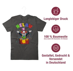 Shirtracer T-Shirt Helau Clown Kostüm Karneval Fasching Clown lustig Lila/Blau/Creme/Mischfarben/Grün/Grau/Gelb