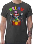 Shirtracer T-Shirt Helau Clown Kostüm Karneval Fasching Clown lustig Lila/Blau/Creme/Mischfarben/Grün/Grau/Gelb