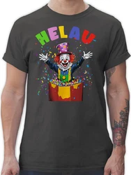 Shirtracer T-Shirt Helau Clown Kostüm Karneval Fasching Clown lustig Lila/Blau/Creme/Mischfarben/Grün/Grau/Gelb