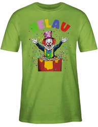 Shirtracer T-Shirt Helau Clown Kostüm Karneval Fasching Clown lustig Grün/Neonfarben