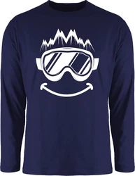 Shirtracer Rundhalsshirt Ski Geschenk Ski fahren Geschenk I Ski Geschenke Ski Geschenkidee Snowboard Dunkelblau/Creme