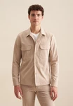 seidensticker Langarmhemd Regular Kragen Uni Beige/Khaki/Braun/Gelb