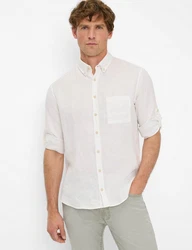 Brax Langarmhemd Style DIRK Weiß/Grau/Creme/Khaki