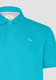 Kurzarmshirt Poloshirt aus Baumwollpiqu Stickerei