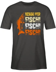 Shirtracer T-Shirt Geschenk für Angler I Komm Fischi Fischi Fischi I Angeln Geschenk Männ Angler Geschenke Schwarz/Hellgrau/Rot/Rosa/Dunkelgrau/Dunkelgrün